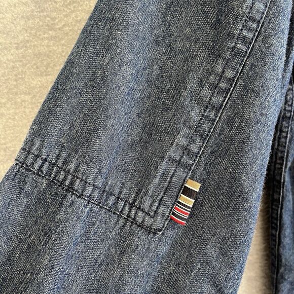 Triple Five NYC Soul Denim Shirt Mens M/L Collarless Blue Jean Button Up Vintage - Picture 8 of 16